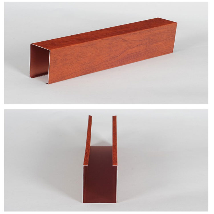 Paso cuadrado de aluminio en forma de U de grano de madera
